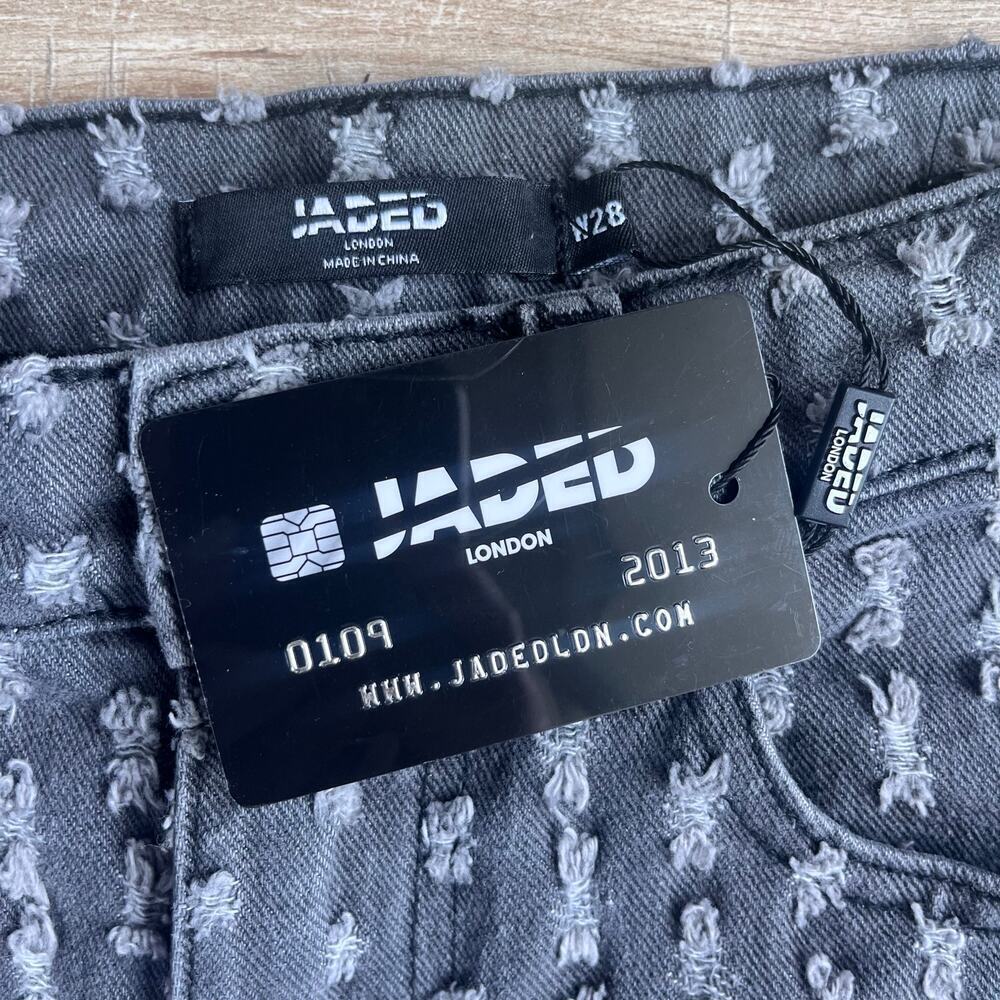 Jaded London Washed Black Pulled Distressed Jeans Size 28 - Picture 3 of 9